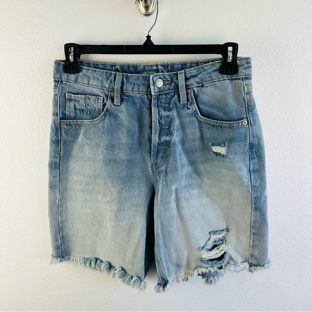 Wild Fable High Rise Button Fly Distressed Denim Bermuda Shorts Size 29/8